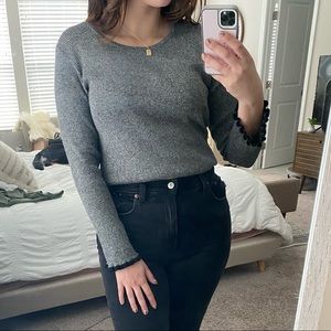 Calven Klein grey sweater with black trim